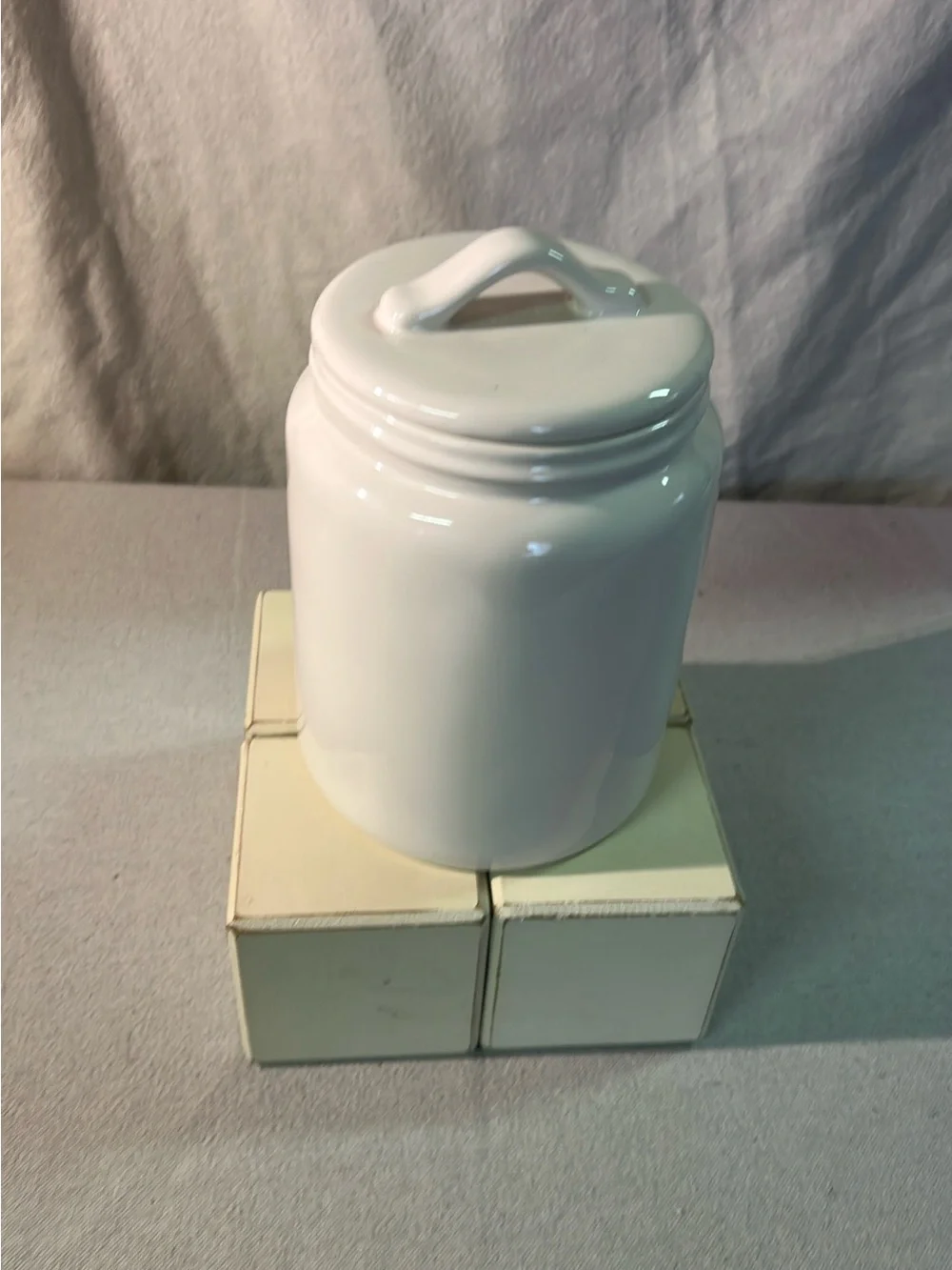 Rae Dunn White Ceramic 'SAND' Canister with Lid